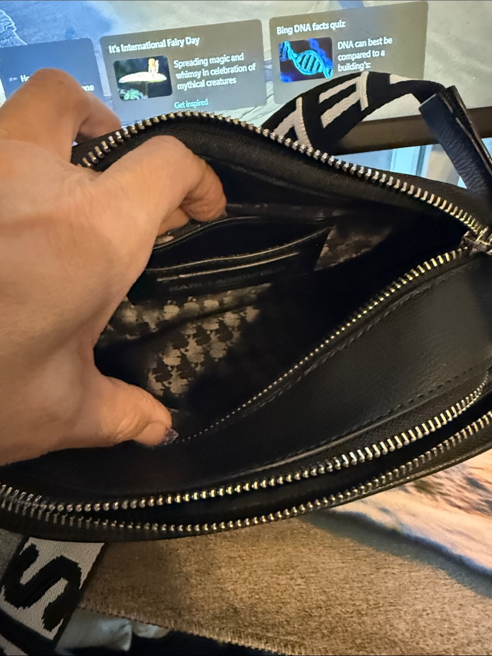 Karl Lagerfeld Black Crossbody with Multicolor Heart Gems - Picture 5 of 8